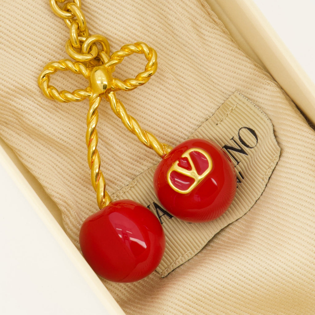 Valentino Garavani keychain, metal cherry keychain, enamel keychain, luxury accessories, fashion keychain
