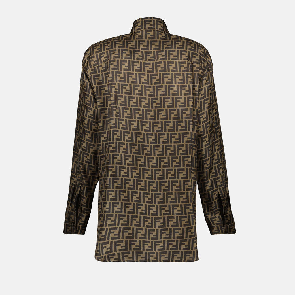 Image of Silk FF Brown Shirt by Fendi for Women - Season Spring-Summer 2025 - Product detail view 1