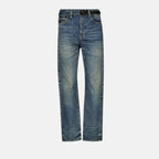 Bild von zerrissenen blauen Straight Jeans von Sacai für Männer - Saison Herbst-Winter 2024 - Vorderansicht
