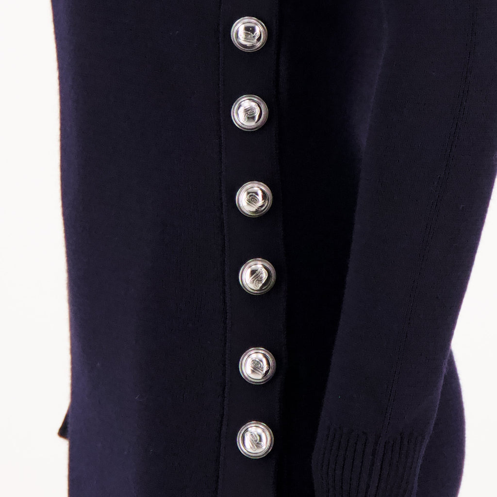 Rabanne dress, long button dress, wool dress, navy blue dress, Autumn-Winter 2025 fashion