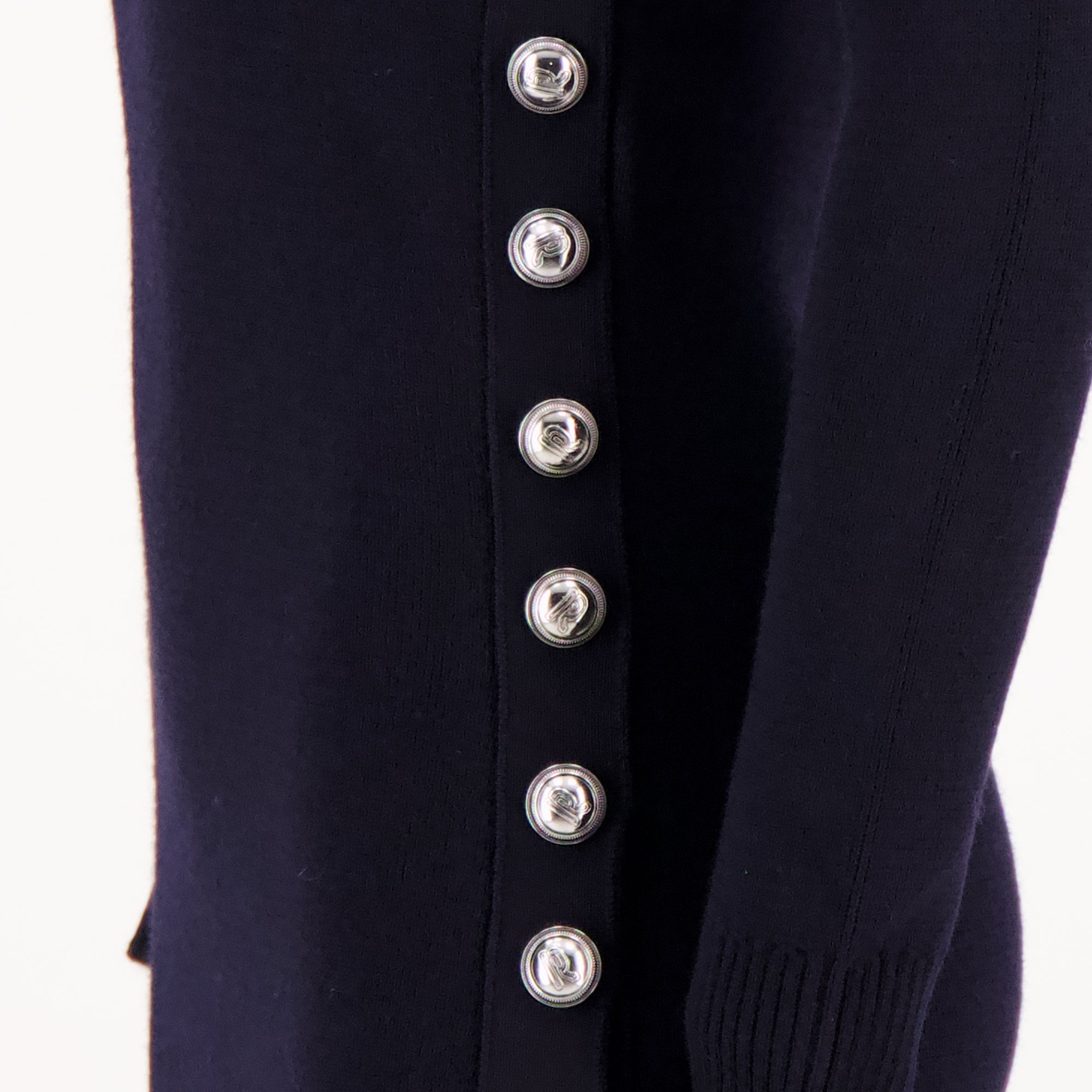 Rabanne dress, long button dress, wool dress, navy blue dress, Autumn-Winter 2025 fashion