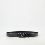 VLogo belt, black leather belt, adjustable belt, Valentino accessories, calf leather accessory