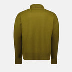 Image du pull en maille kaki par Ami PARIS pour unisexe - Saison Automne-Hiver 2025 - Vue détail produit 1