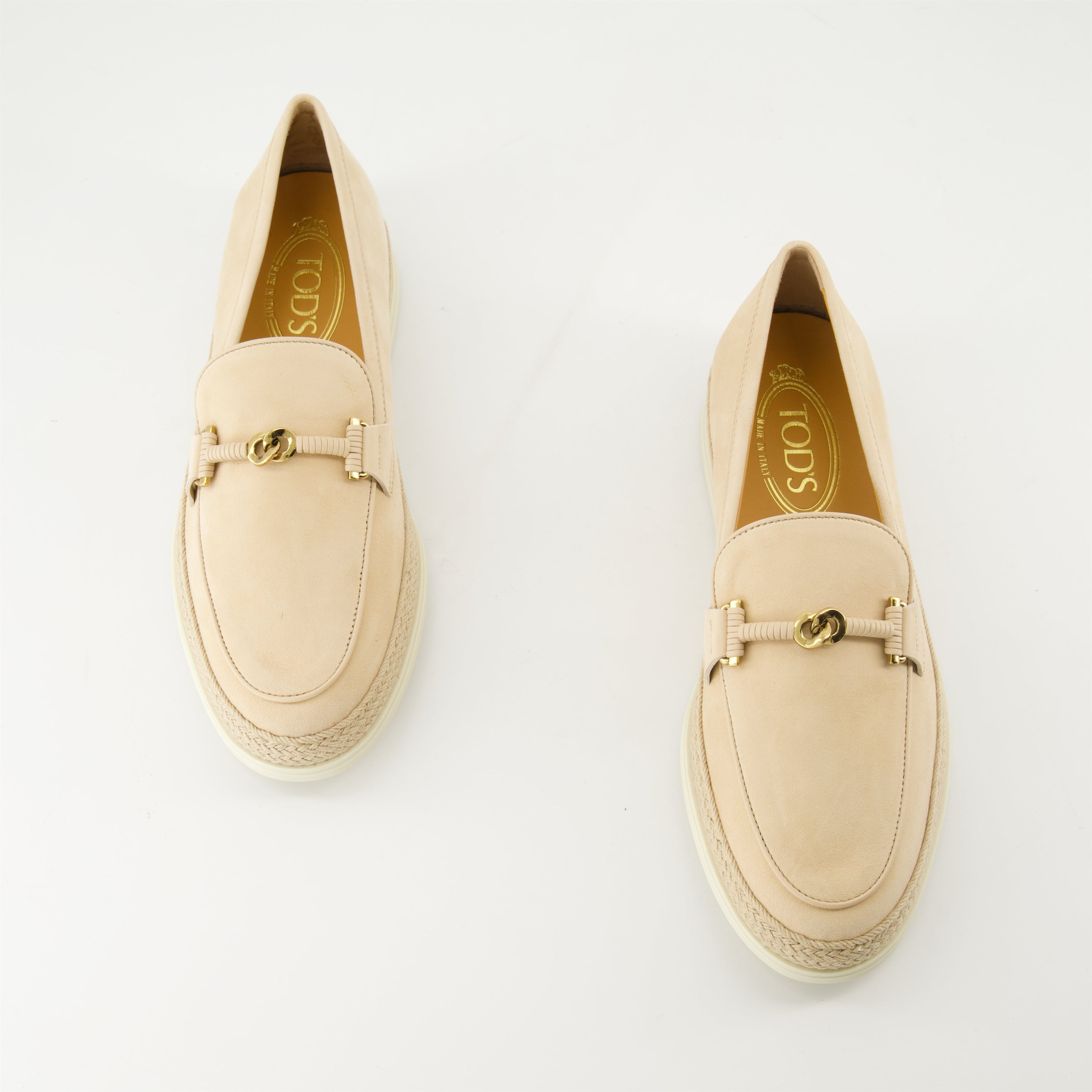 suede moccasins, Tod's footwear, artisanal footwear, beige moccasins, stylish slip-on shoes