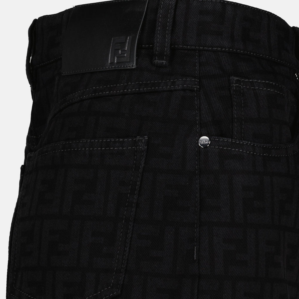 레이저 모티프 데님 미니스커트