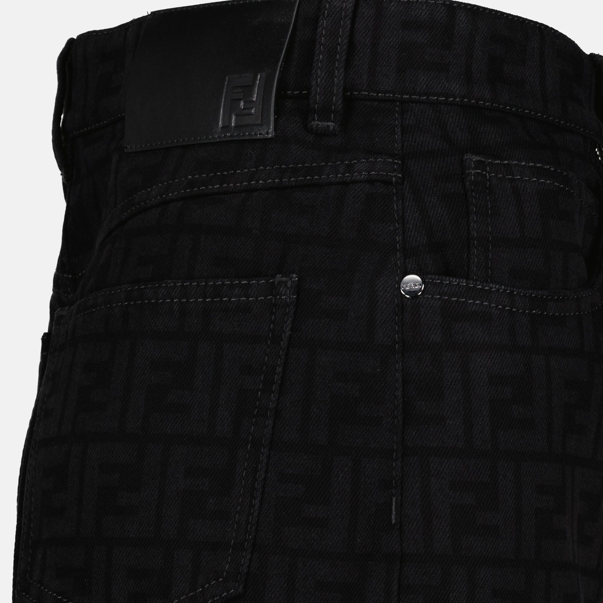 레이저 모티프 데님 미니스커트