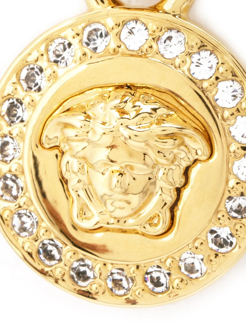 Versace earrings, crystal earrings, luxury jewelry, Medusa motif, high-end accessories