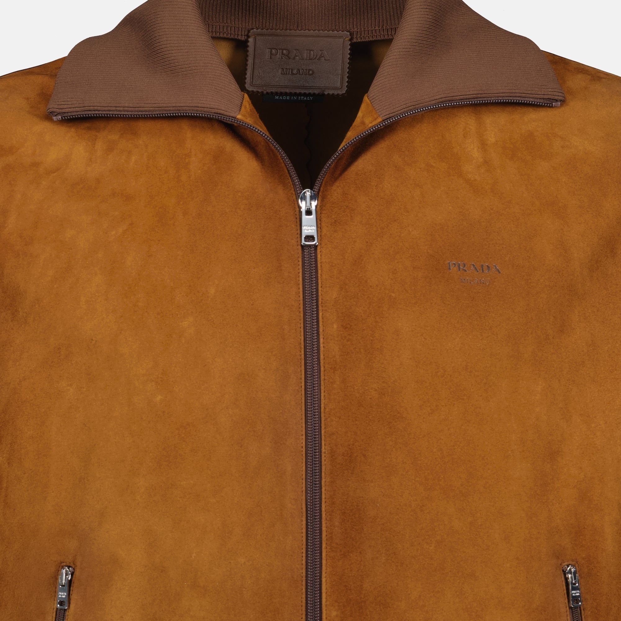 Blouson de Cuero de Terciopelo Marrón