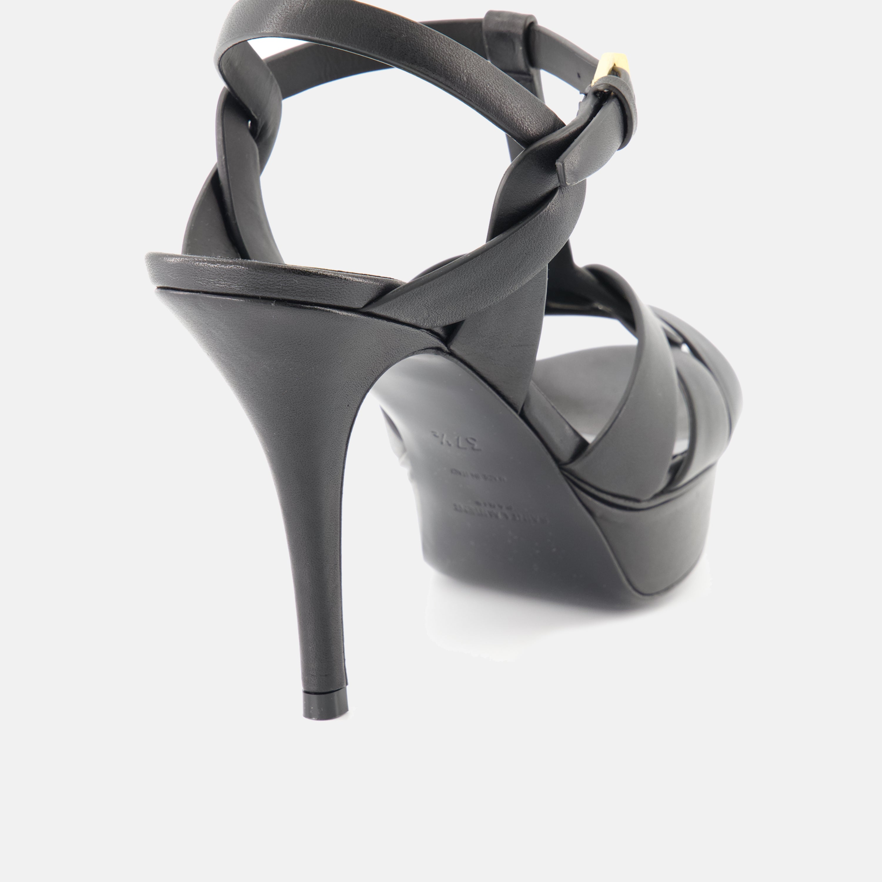 black heeled sandals, saint laurent sandals, elegant footwear, adjustable ankle strap sandals, platform heeled sandals