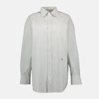 Imagen de la camisa a rayas Cassandre de Saint Laurent para mujeres - Temporada Primavera-Verano 2025 - Vista frontal