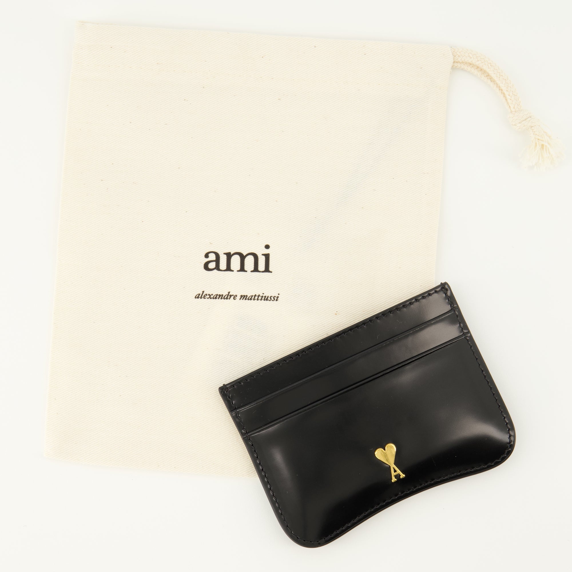 cardholder, AMI Paris, black leather accessory, unisex design, Autumn-Winter 2025