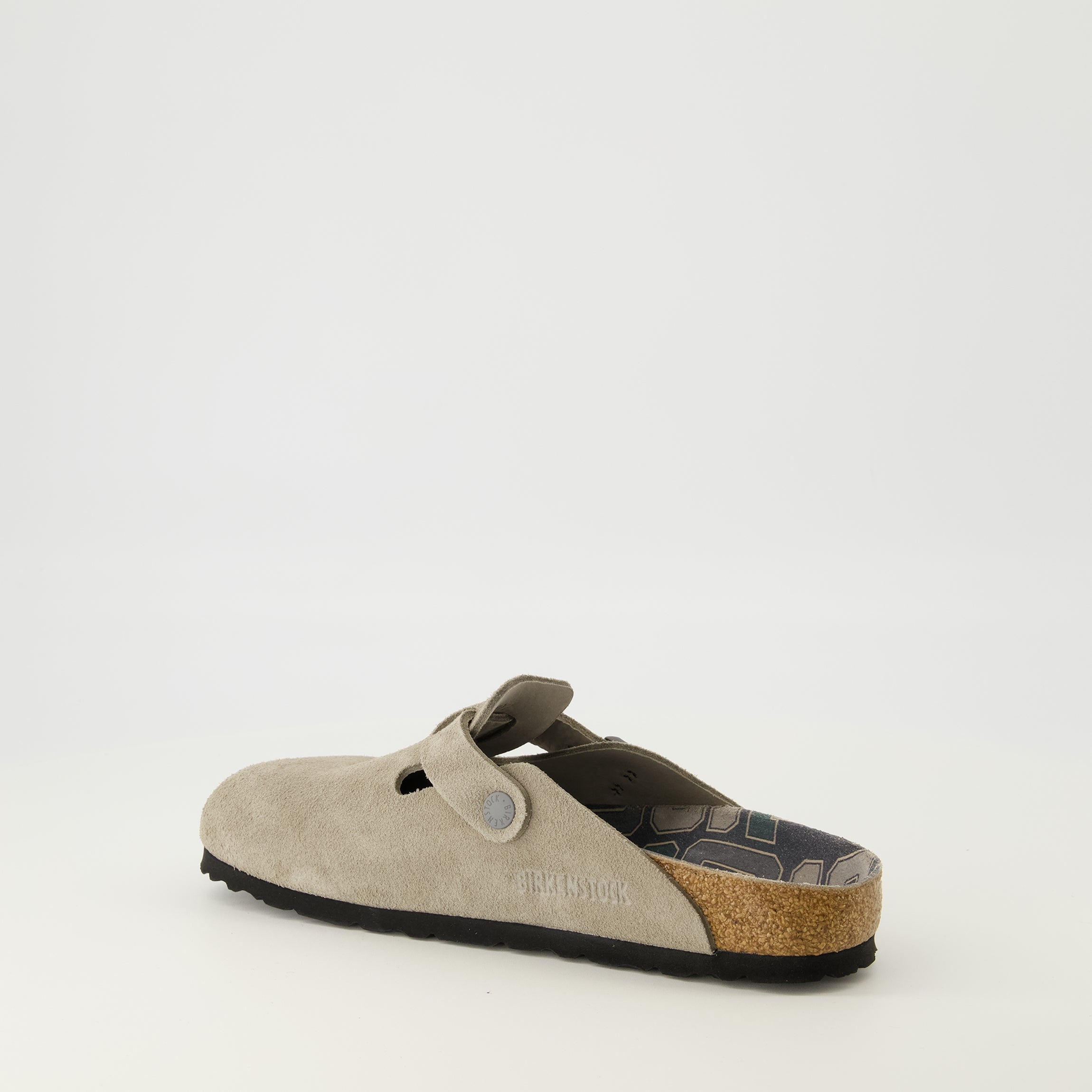 Birkenstock mules, Boston grey slip-ons, suede footwear, comfortable mules, seasonal footwear