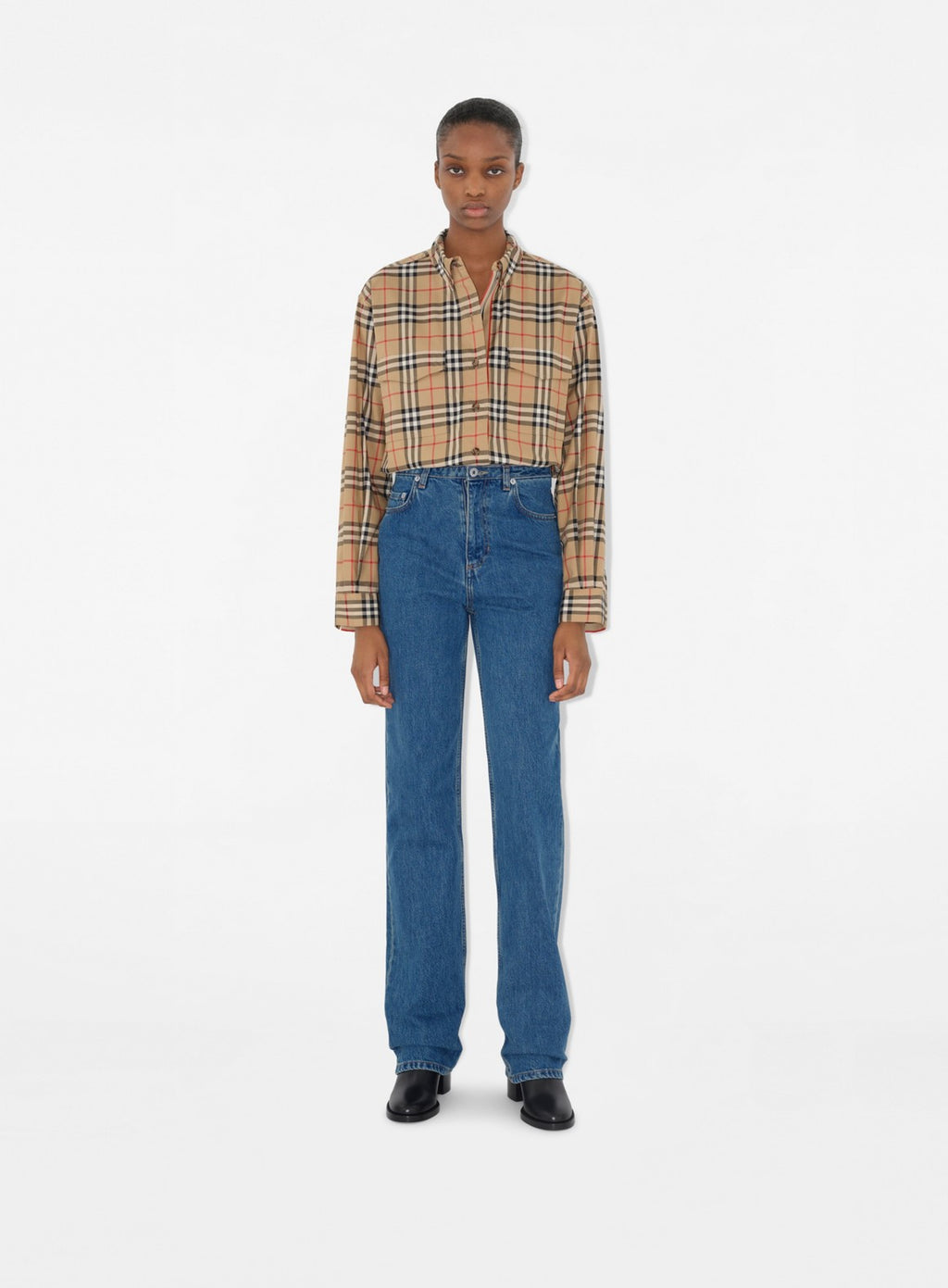 Burberry, Beige Plaid Shirt, Women's Luxury Shirt, Iconic Plaid, High-End Fashion