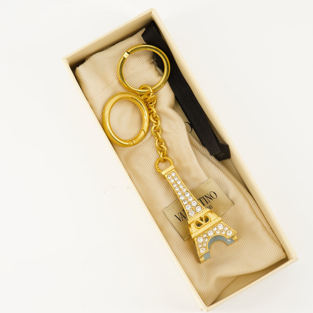 Eiffel Tower keychain, Valentino accessories, Swarovski crystal keychain, metal keychain, luxury keychain