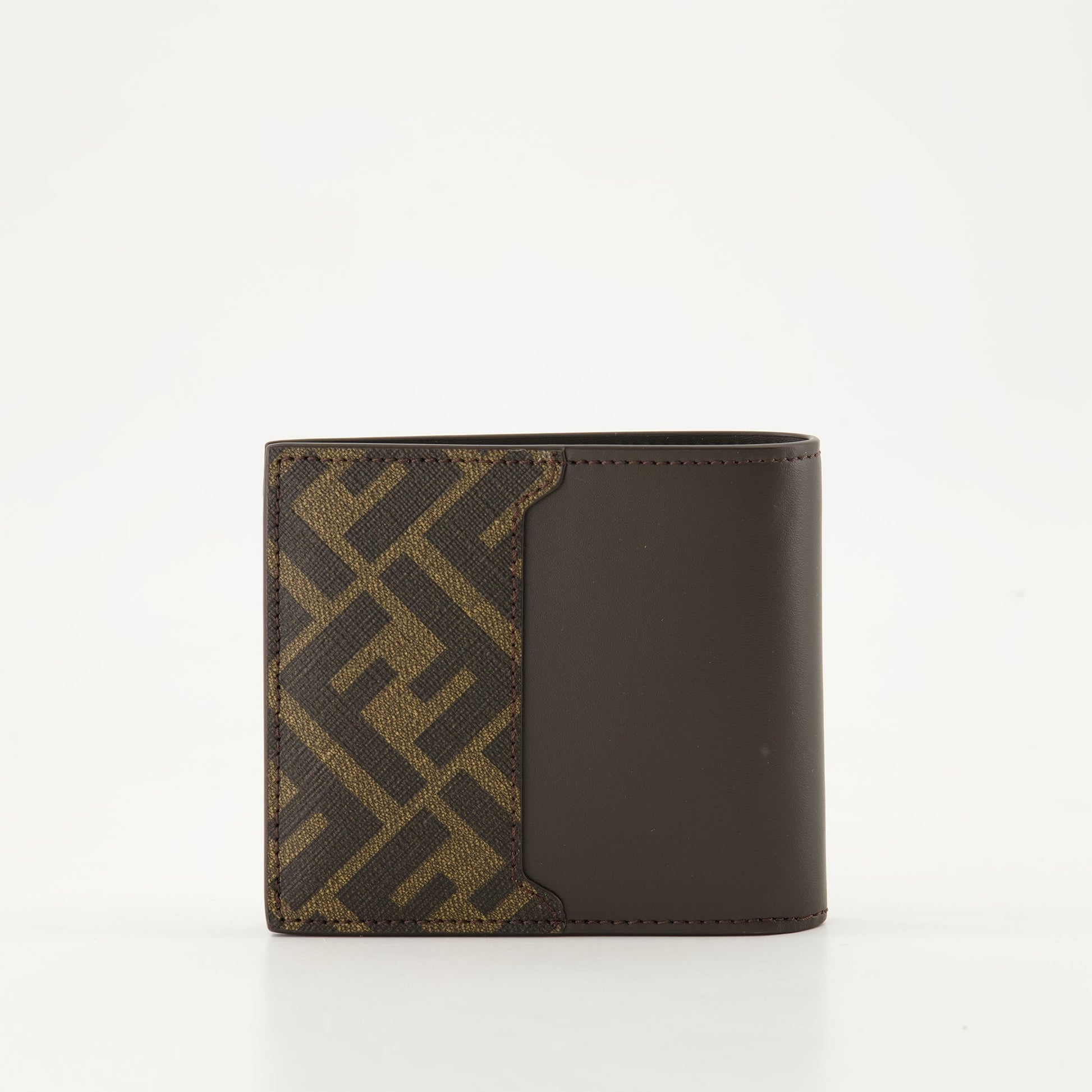 Fendi wallet, compact leather wallet, brown leather wallet, luxury accessories, designer wallet