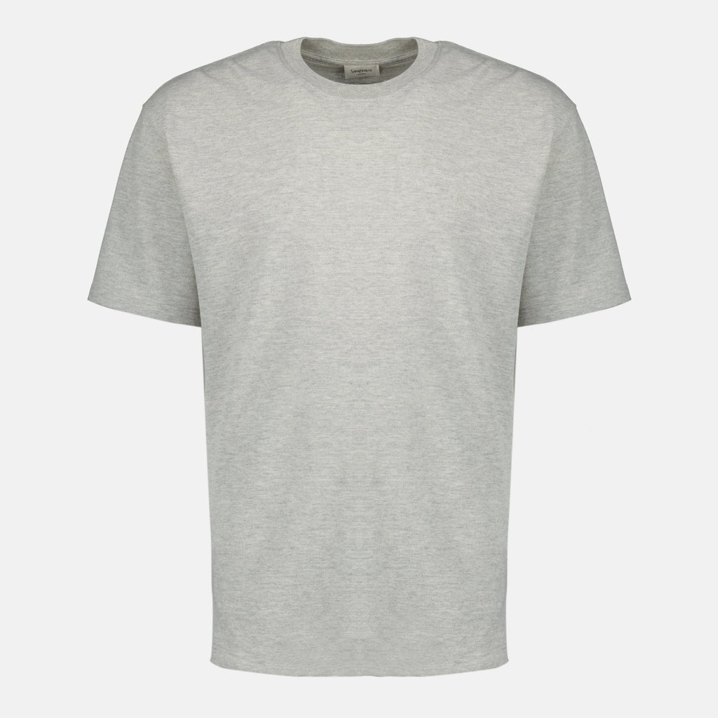 Image of YSL Grey T-Shirt by Saint Laurent for Men - Season Spring-Summer 2026 - Front View