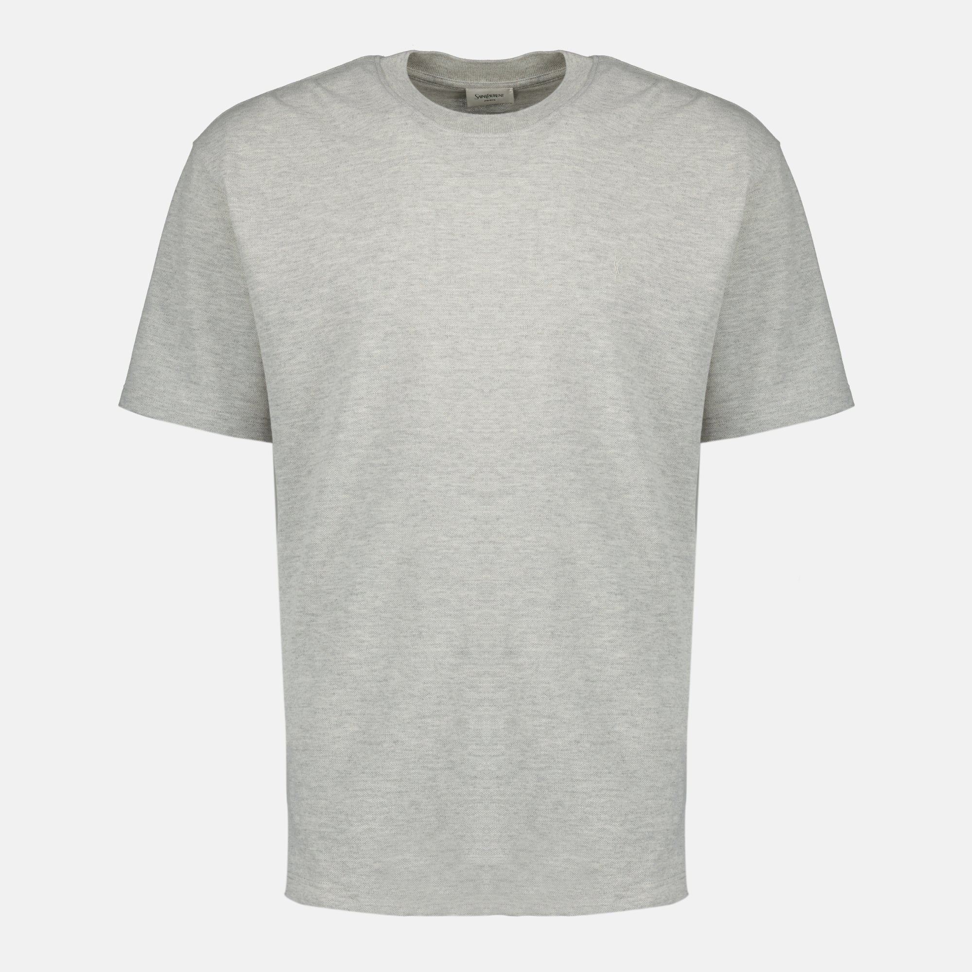 Image of YSL Grey T-Shirt by Saint Laurent for Men - Season Spring-Summer 2026 - Front View
