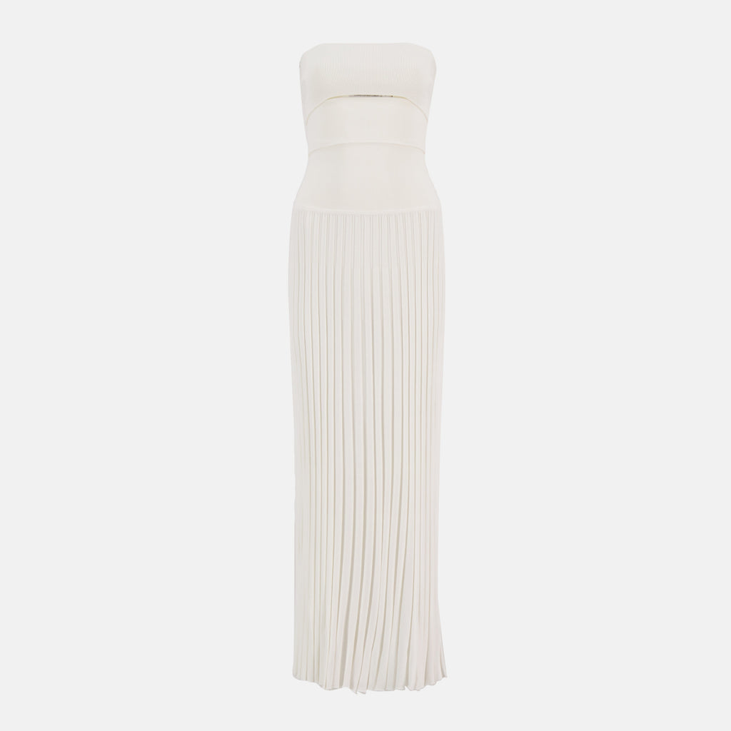 bustier dress, Christopher Esber, white dress, elegant dress, evening wear
