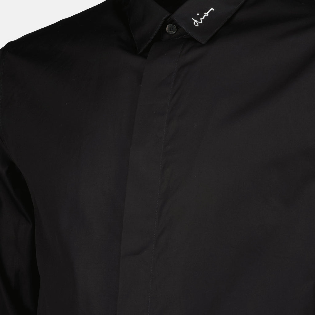 embroidered shirt, Dior shirt, black shirt, poplin cotton shirt, elegant menswear