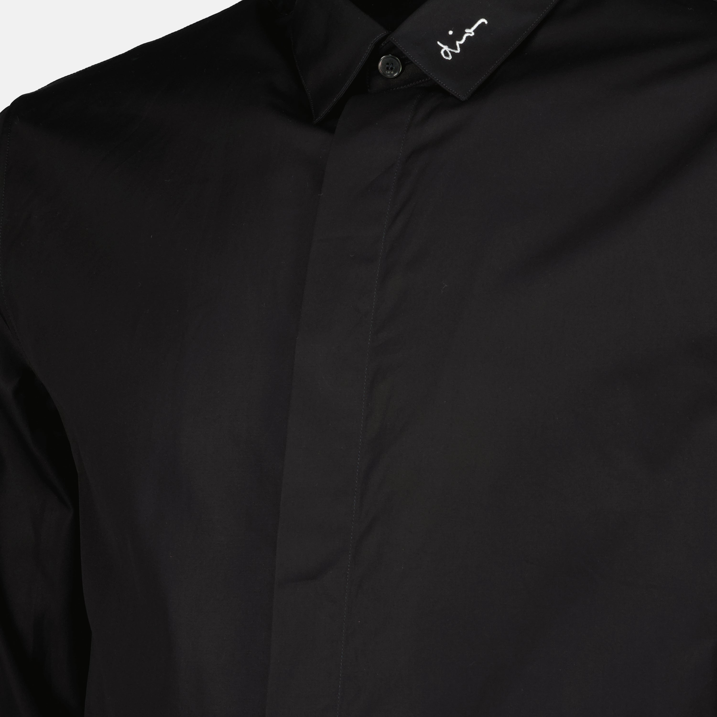 embroidered shirt, Dior shirt, black shirt, poplin cotton shirt, elegant menswear