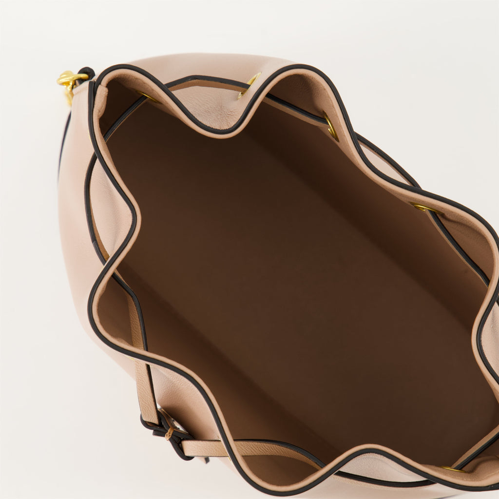 VLogo Leather Bag, Bucket Bag, Beige Handbag, Valentino Accessories, Luxury Handbag