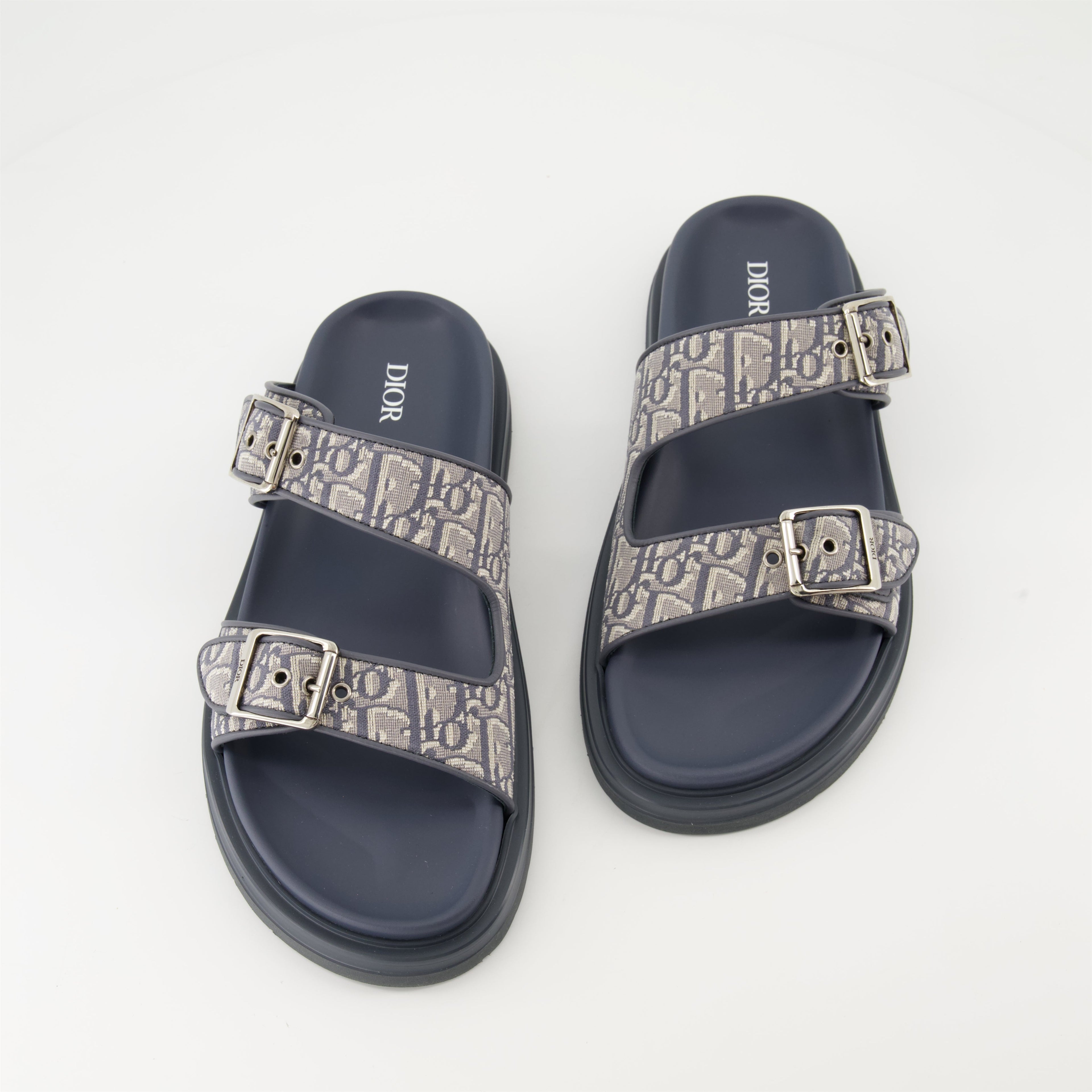 Dior sandals, luxury shoes, embroidered fabric sandals, rubber sole sandals, designer footwear