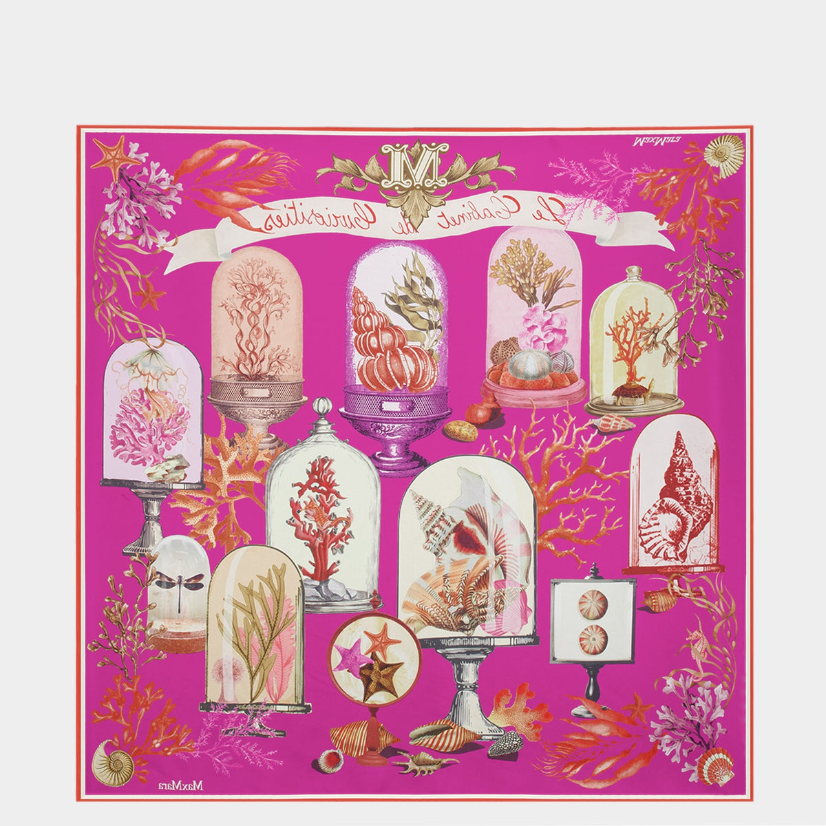Silk Scarf with Pink Print