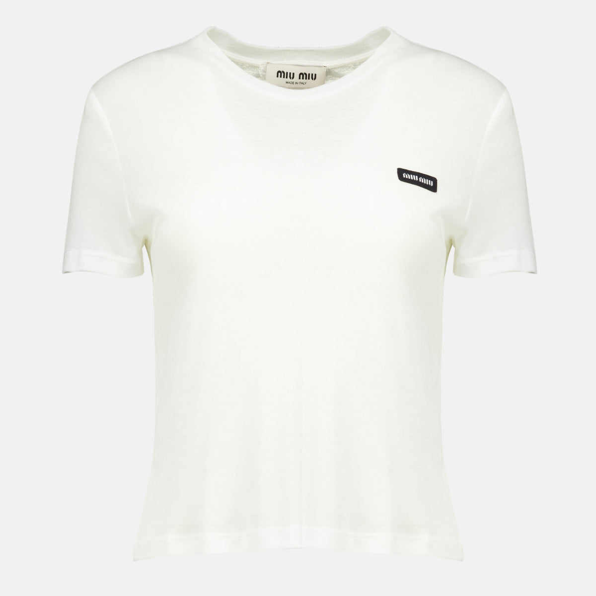 Weißes T-Shirt aus gerippter Baumwolle