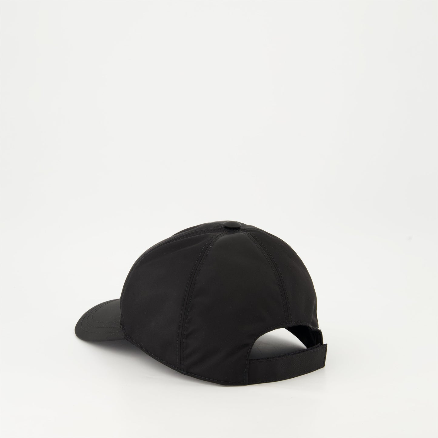 Prada cap, Re-Nylon cap, black cap, luxury accessories, sustainable fashion