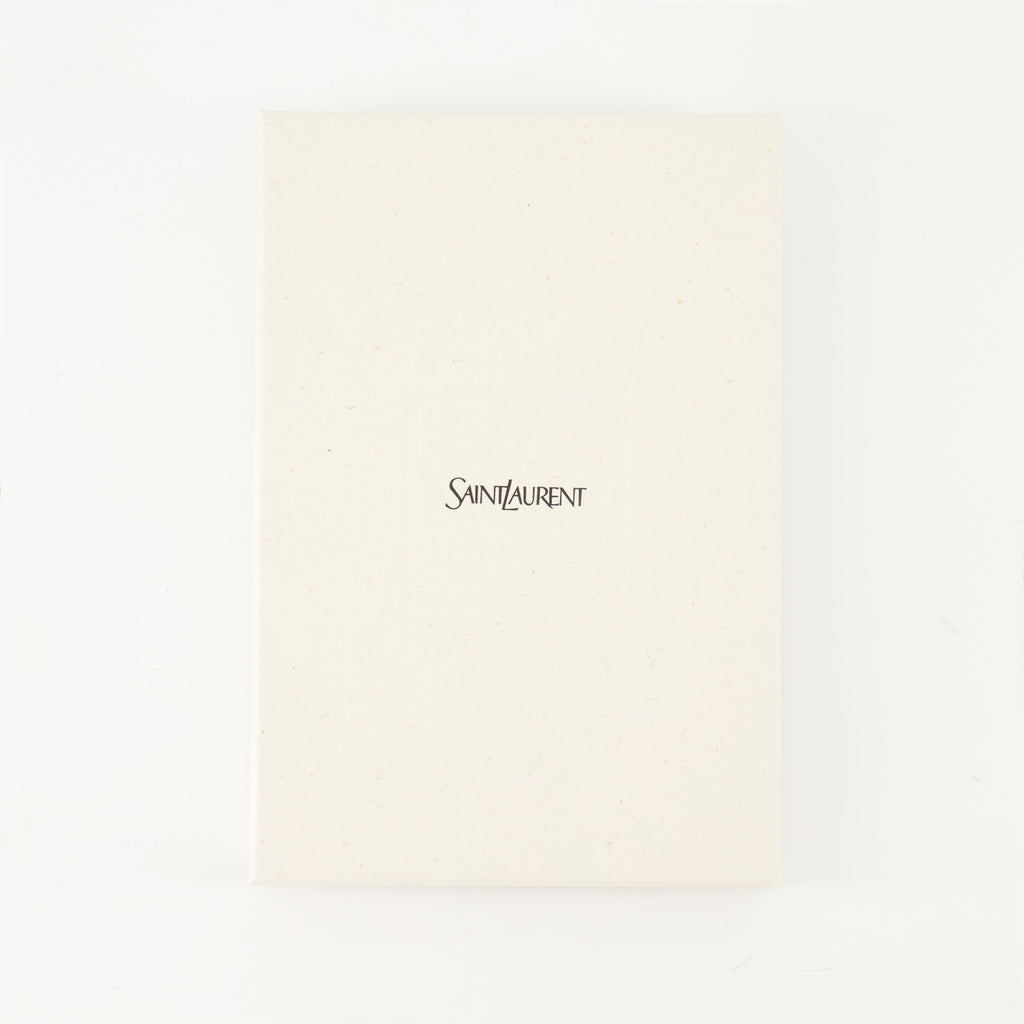 Saint Laurent card holder, lambskin leather accessory, Cassandre Fragments, khaki card holder, designer card holder