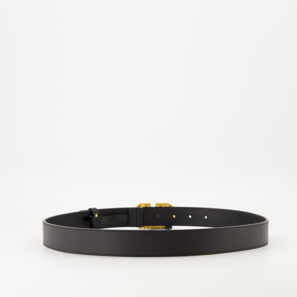 VLogo Cristaux Belt, Valentino Garavani, Swarovski crystals, luxury accessories, black calf leather