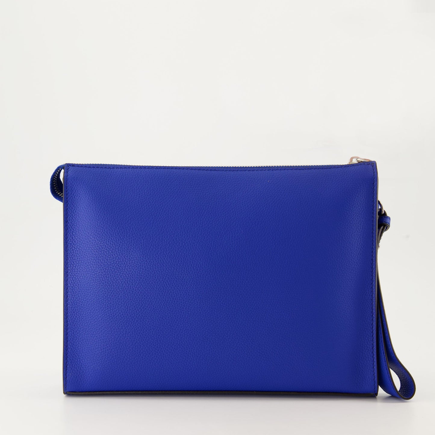 luxury clutch, blue leather, Fendi accessory, detachable strap, premium leather