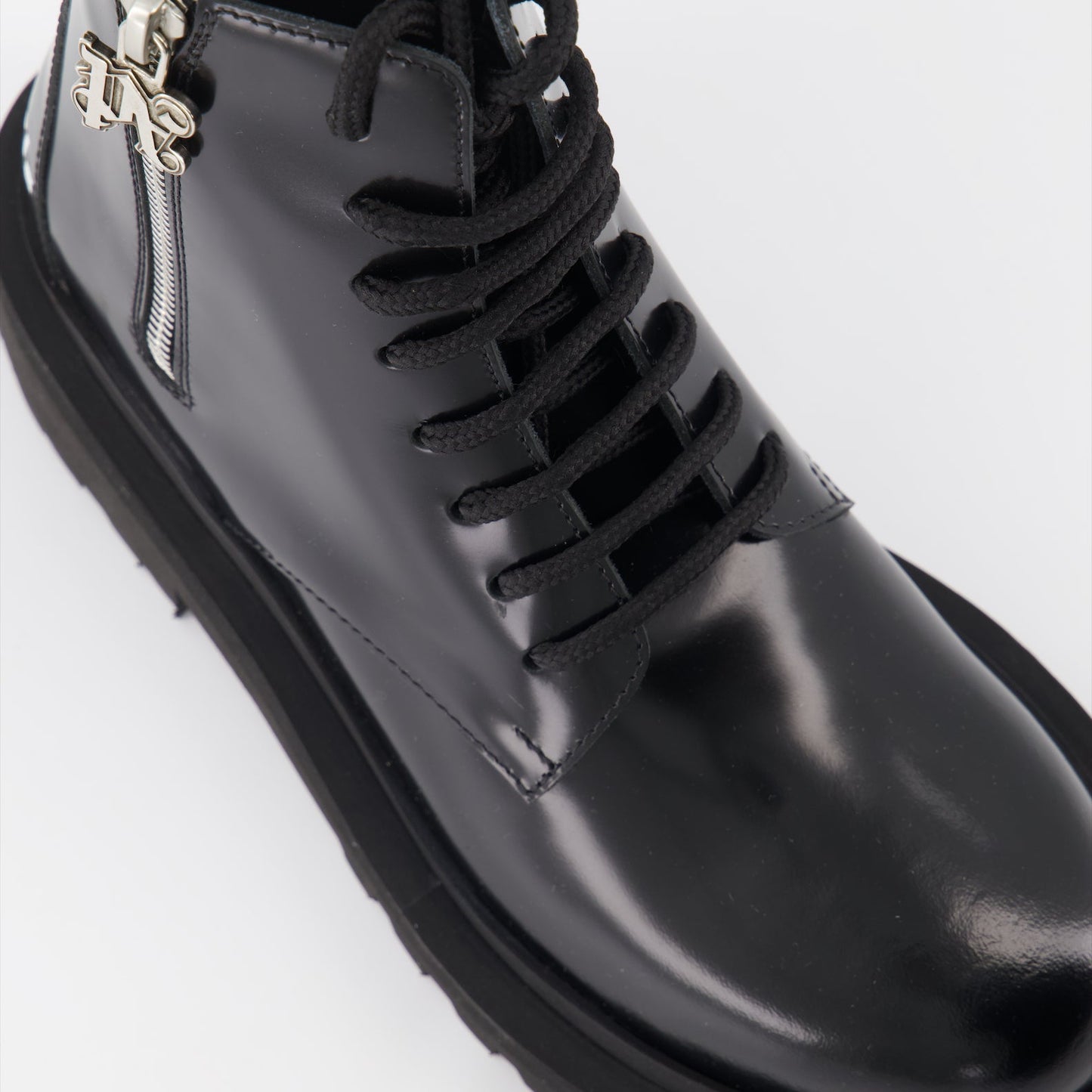 combat boots, patent leather boots, Palm Angels shoes, luxury footwear, designer combat boots