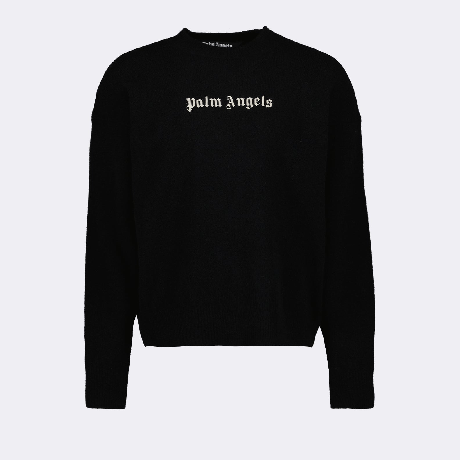 Palm Angels, men's luxury sweater, black logo sweater, high-end fashion, designer streetwear