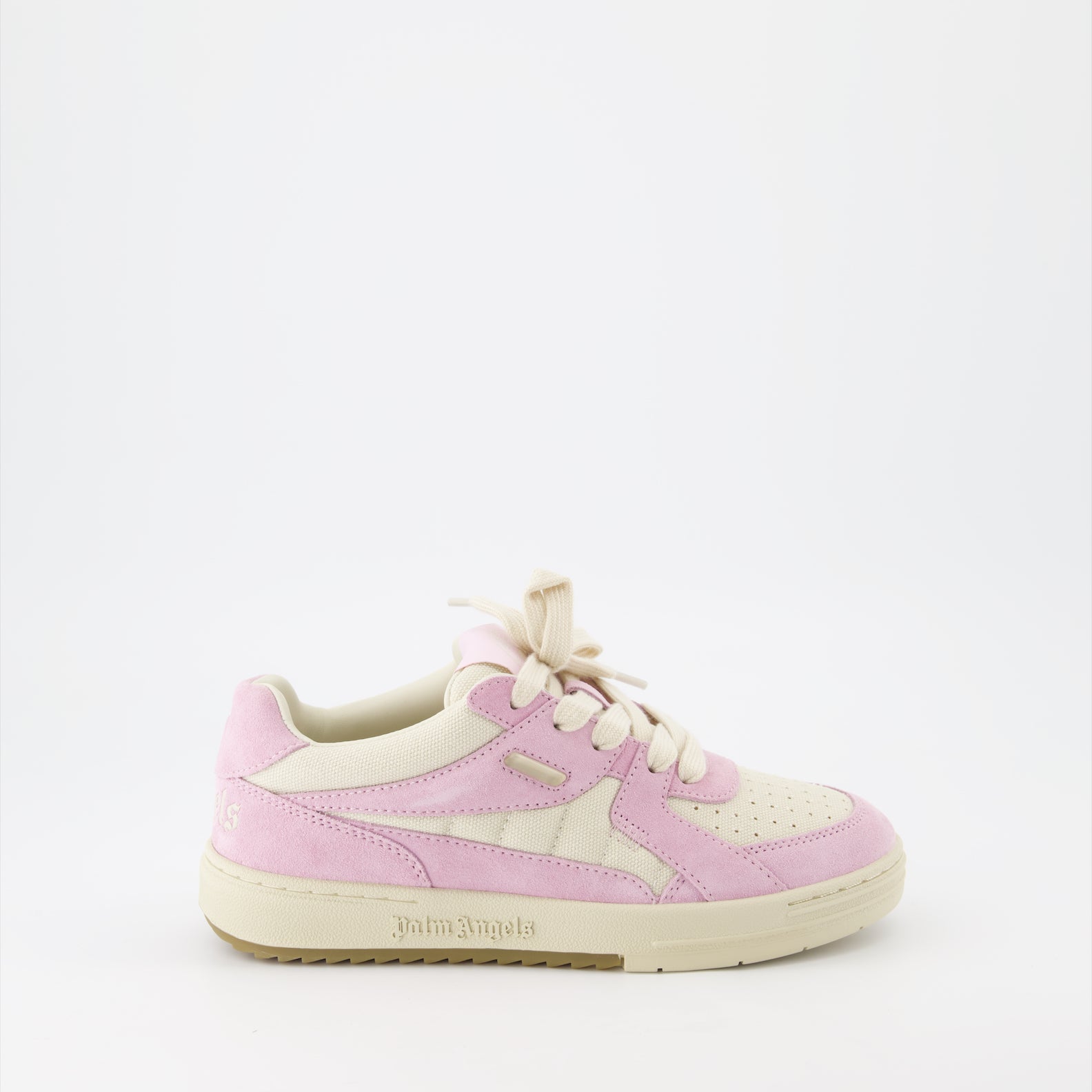 Palm Angels sneakers, leather sneakers, pink and beige sneakers, luxury footwear, designer sneakers