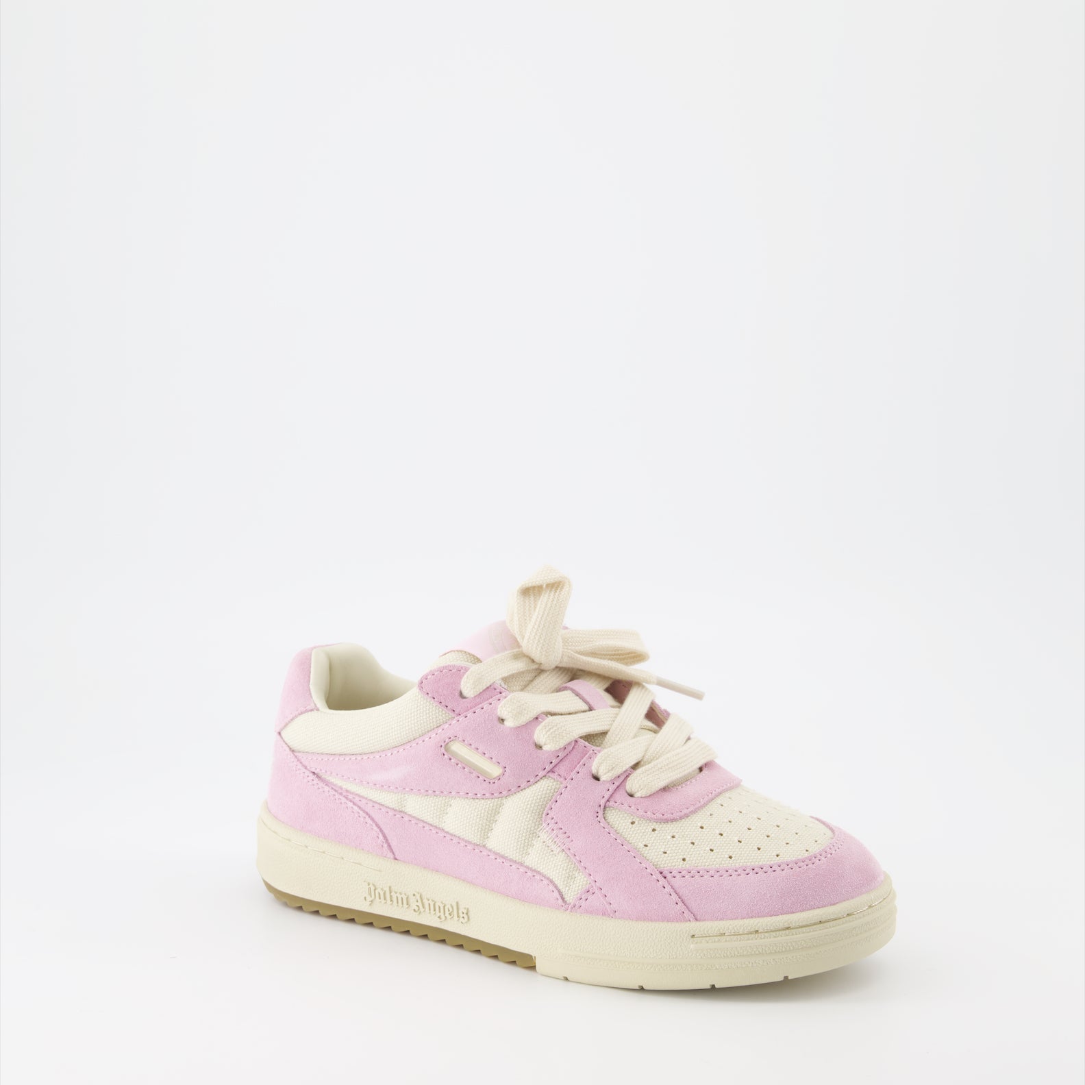 Palm Angels sneakers, leather sneakers, pink and beige sneakers, luxury footwear, designer sneakers