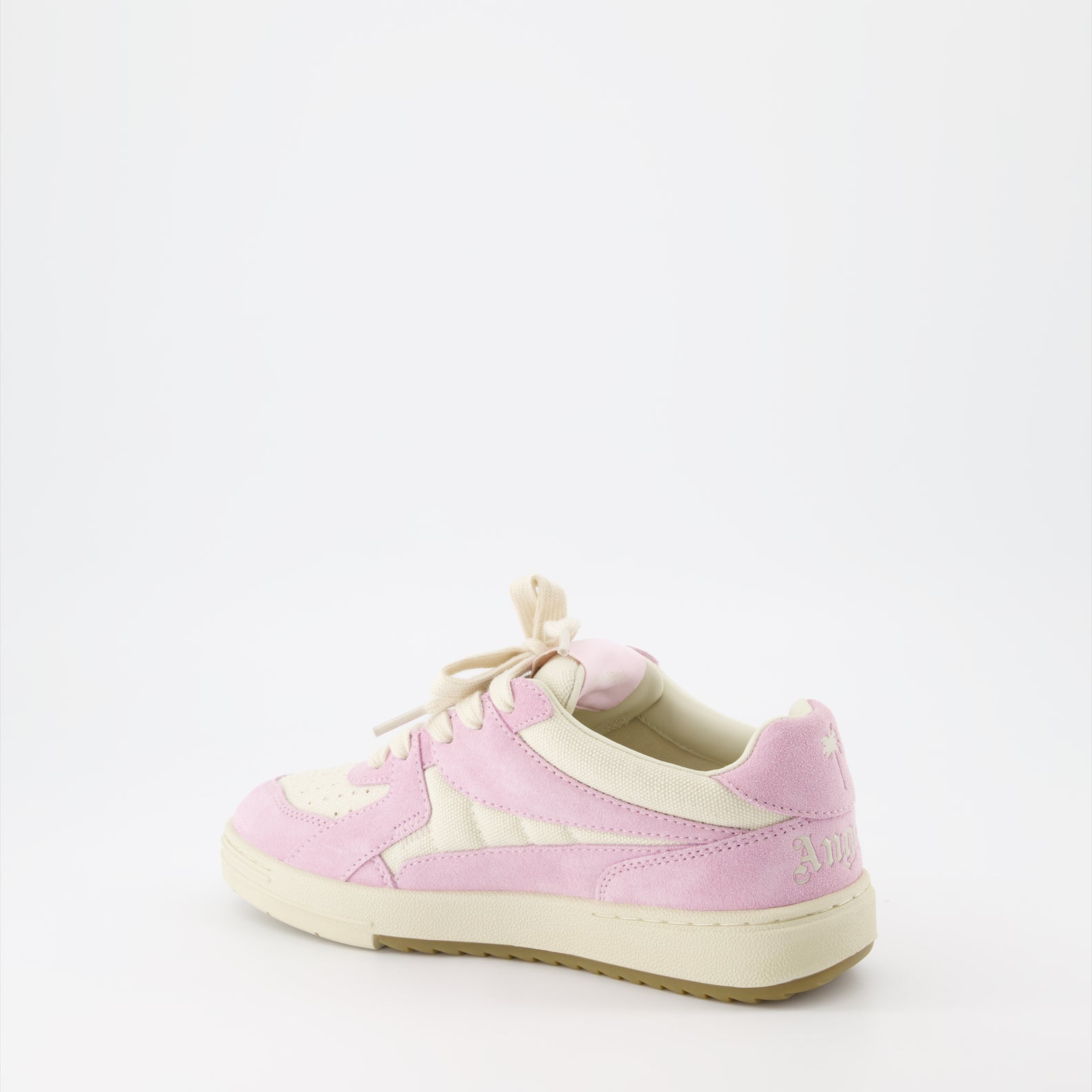 Palm Angels sneakers, leather sneakers, pink and beige sneakers, luxury footwear, designer sneakers