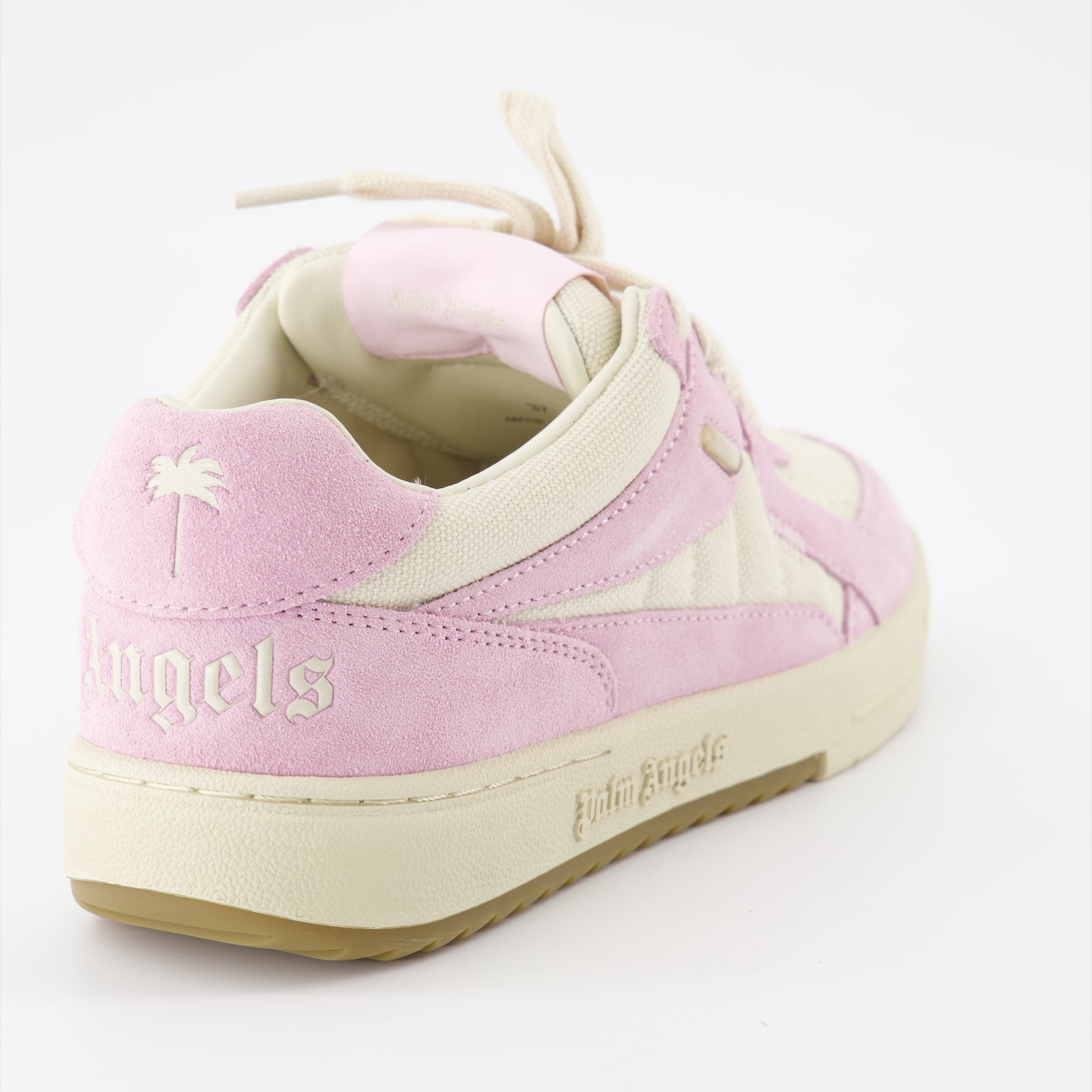 Palm Angels sneakers, leather sneakers, pink and beige sneakers, luxury footwear, designer sneakers