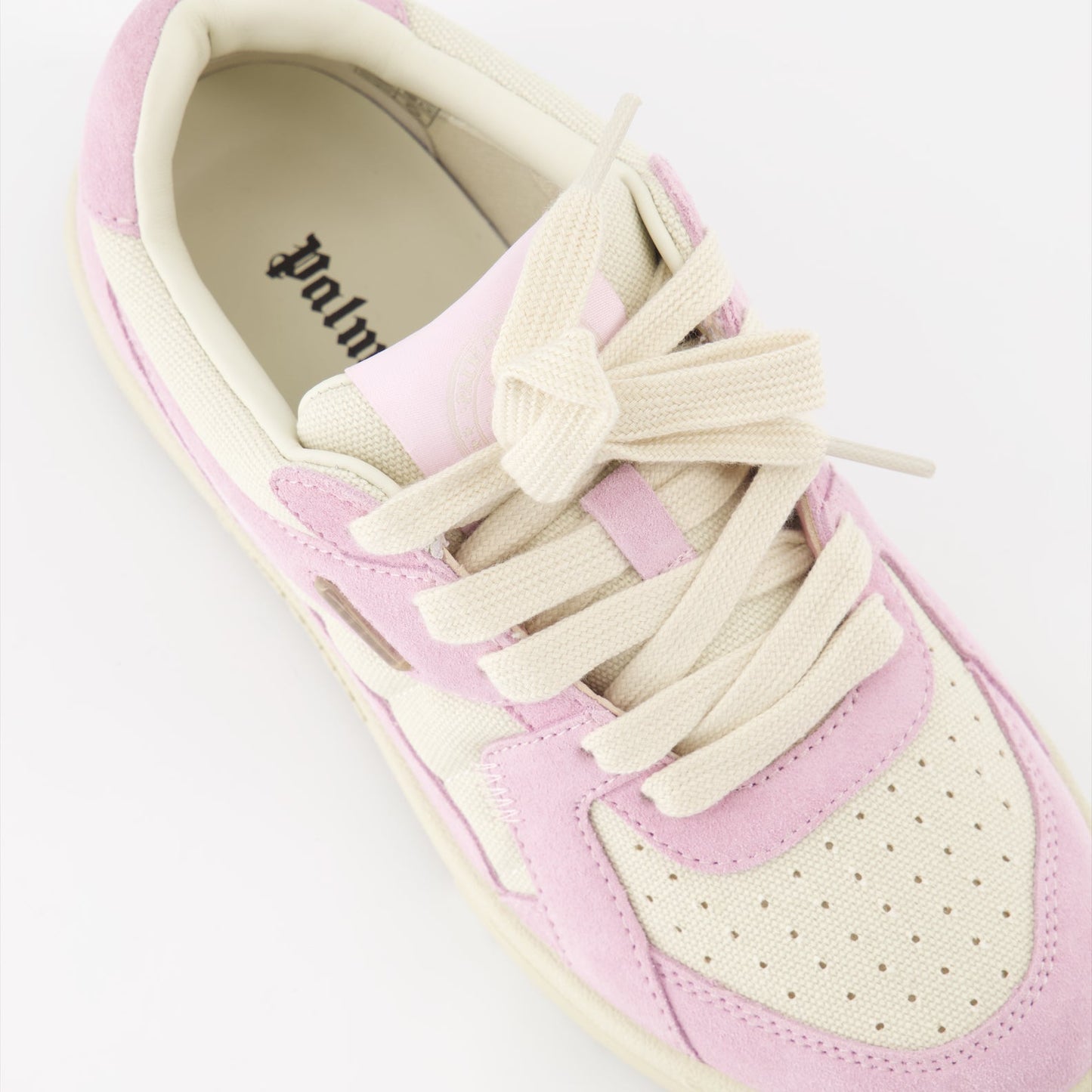 Palm Angels sneakers, leather sneakers, pink and beige sneakers, luxury footwear, designer sneakers