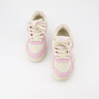 Palm Angels sneakers, leather sneakers, pink and beige sneakers, luxury footwear, designer sneakers