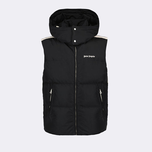 Sleeveless down jacket, Palm Angels, luxury vest, black down jacket, high-end fashion