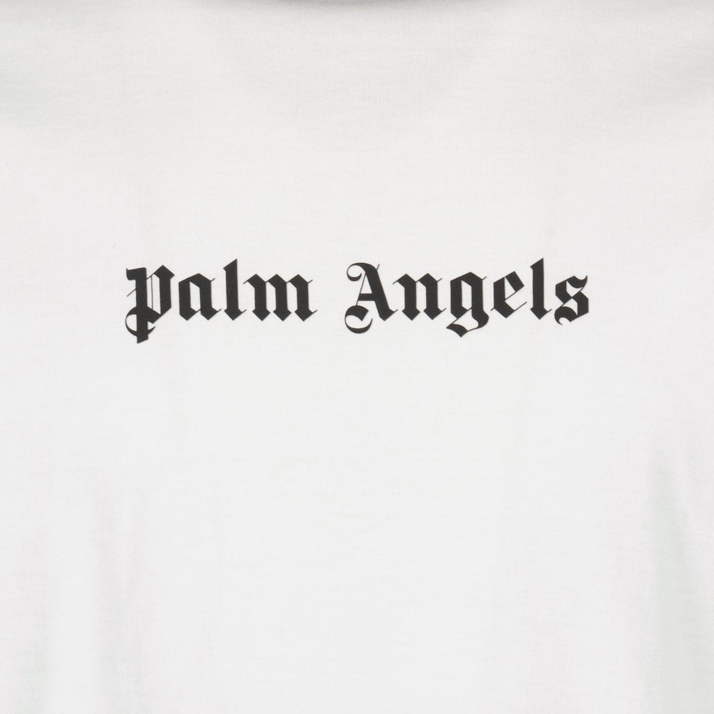 Palm Angels, White Logo T-Shirt, Men's Luxury T-Shirt, Designer T-Shirt, High-End Fashion