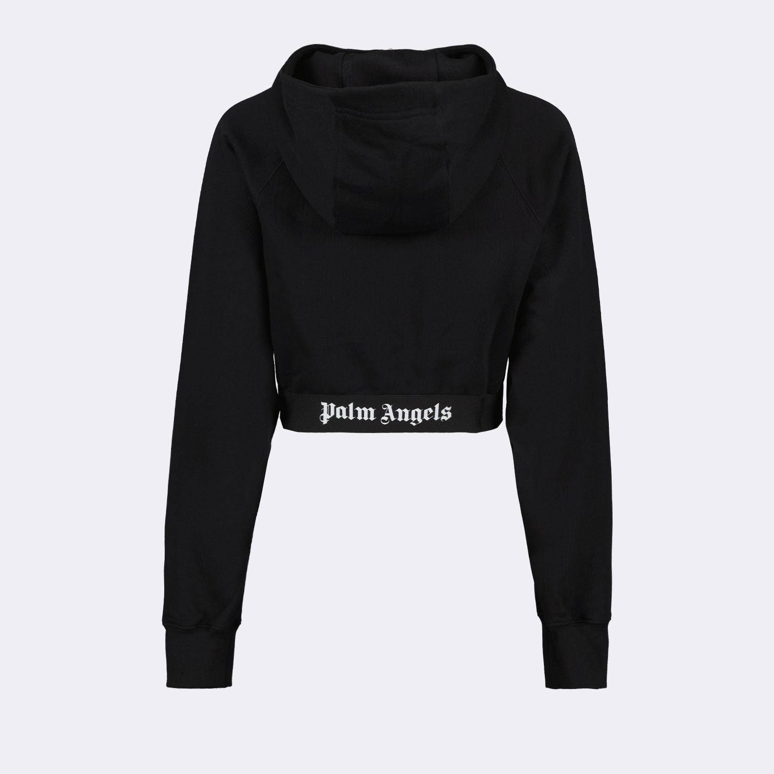 crop hoodie, black hoodie, Palm Angels, luxury streetwear, stylish casual wear