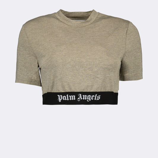 cropped t-shirt, gold t-shirt, Palm Angels, luxury fashion, high-end clothing