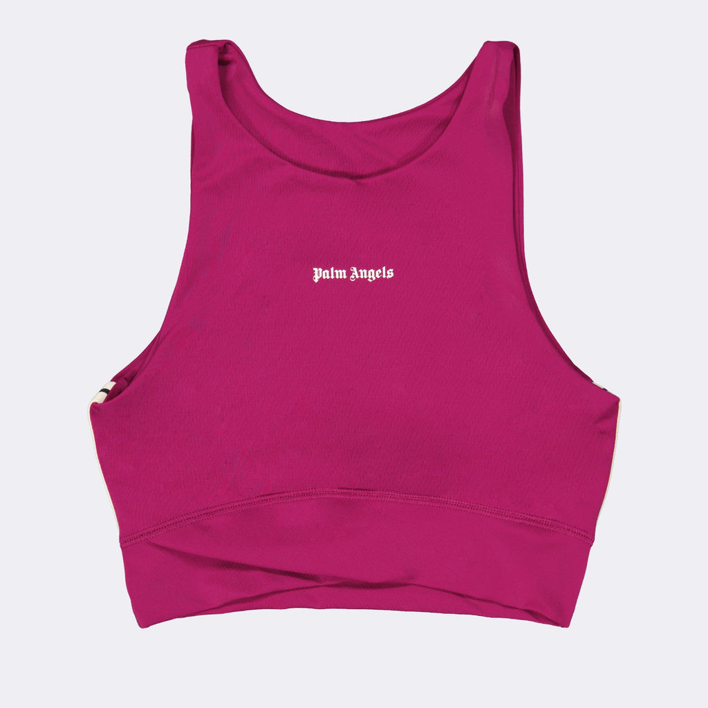 luxury sports bra, Palm Angels, pink sports bra, athletic wear, high-end sportswear