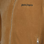 Brown Velvet Track Jacket, Palm Angels, Luxury Men's Fashion, High-end Track Jacket, Designer Velvet Jacket