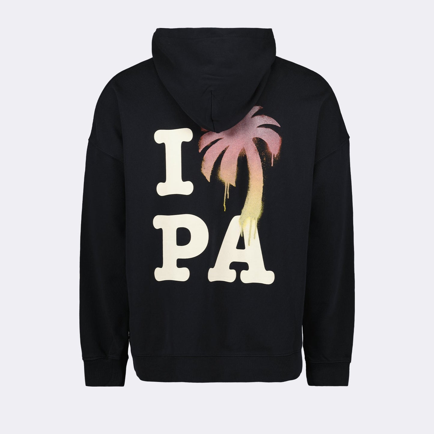 Palm Angels, black hoodie, I Love PA logo, luxury streetwear, designer hoodie