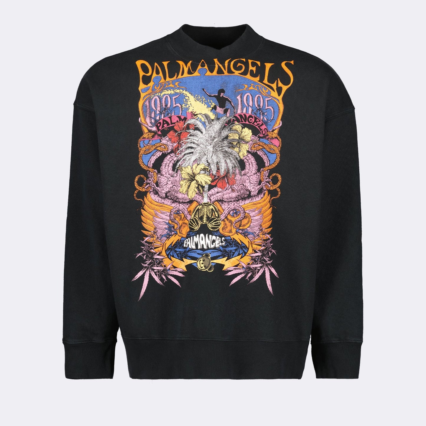 Palm Angels, Black Sweatshirt, Luxury Streetwear, Concert Crew, Designer Apparel