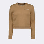 Palm Angels sweater, luxury women's sweater, branded logo sweater, high-end fashion, brown sweater for women