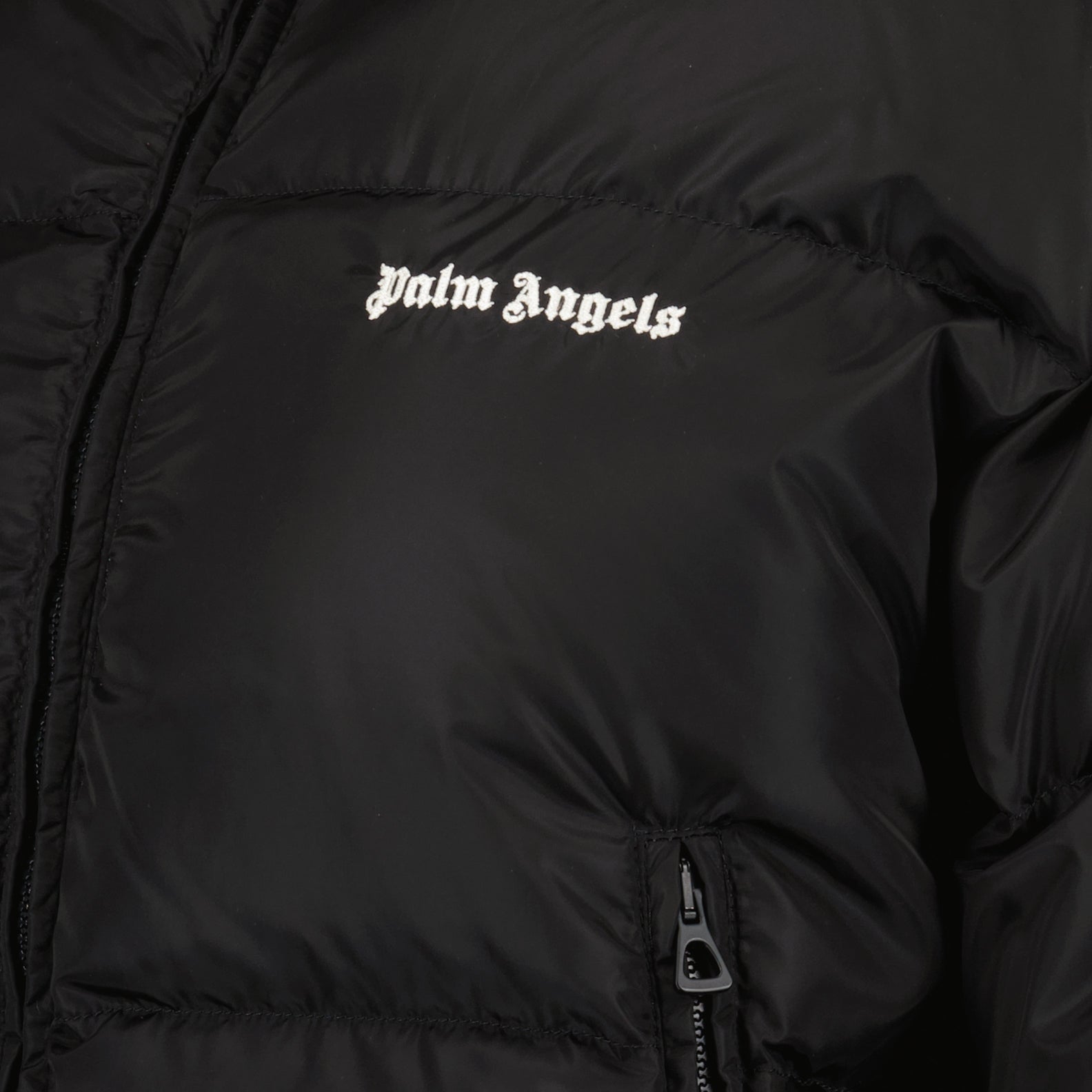 Palm Angels, women’s down jacket, black track jacket, luxury streetwear, winter fashion